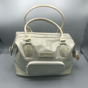 LongChamp Gatsby Metallic White Patent Leather Shoulder Tote